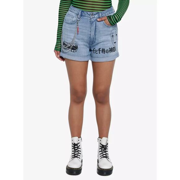 HOT TOPIC Studio Ghibli Spirited Away No-Face Mom Shorts - Size 3 - Picture 8 of 8